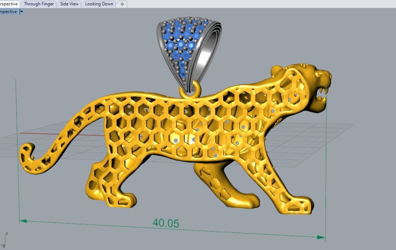 Tiger pendant 4 cm with stones 3D print model_8