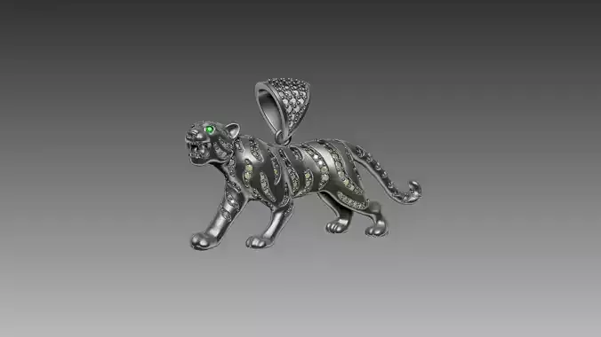 Tiger pendant 4 cm with stones 3D print model