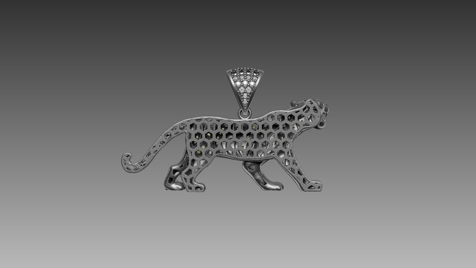 Tiger pendant 4 cm with stones 3D print model_2