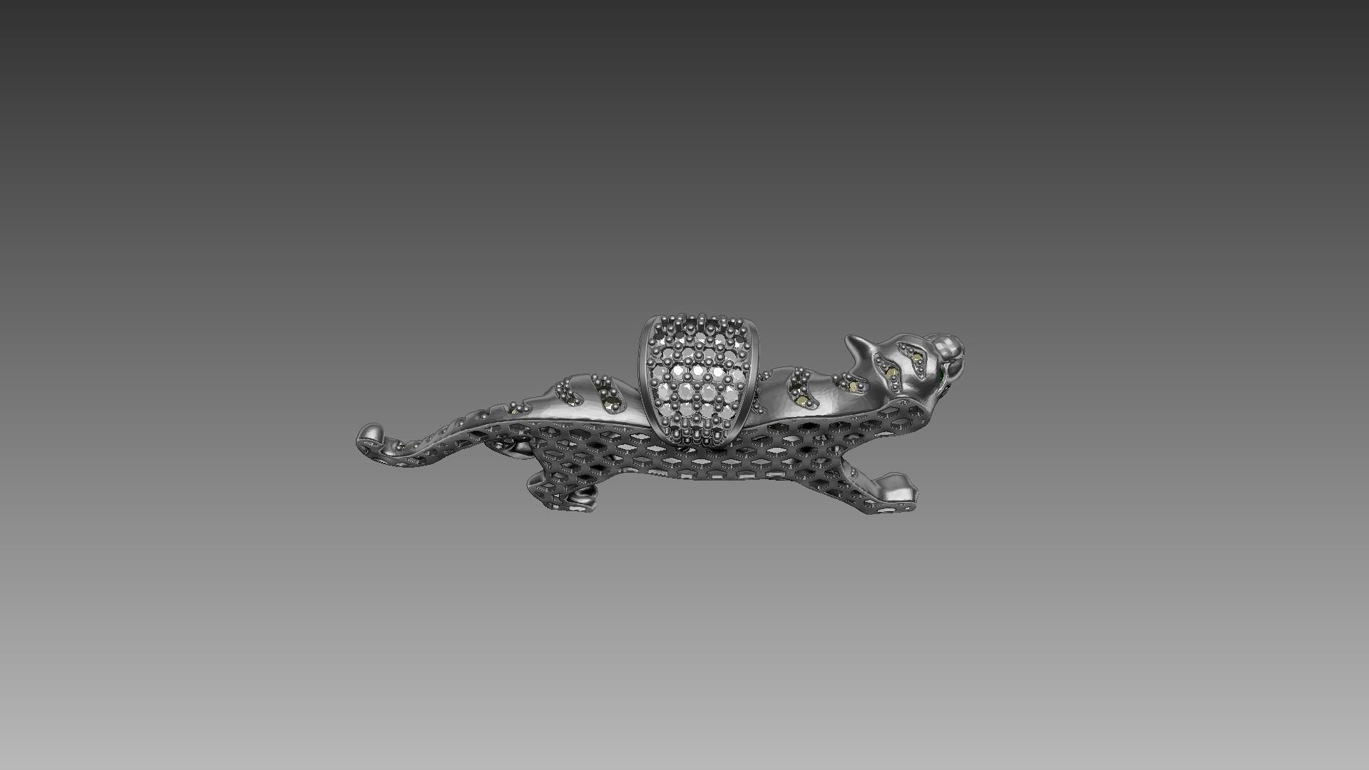 Tiger pendant 4 cm with stones 3D print model_5