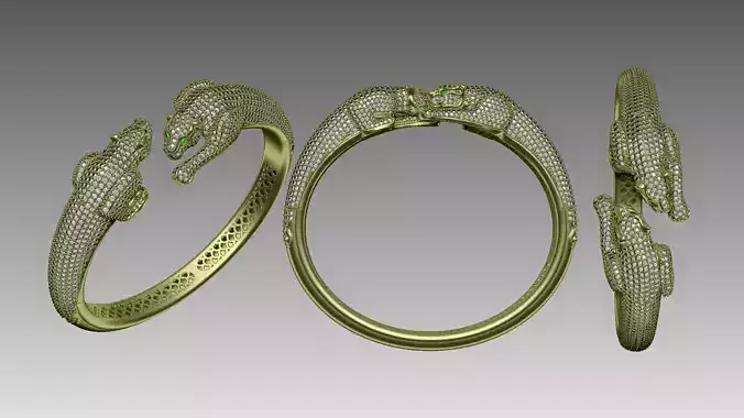 panther jewelry bracelet 3D print model