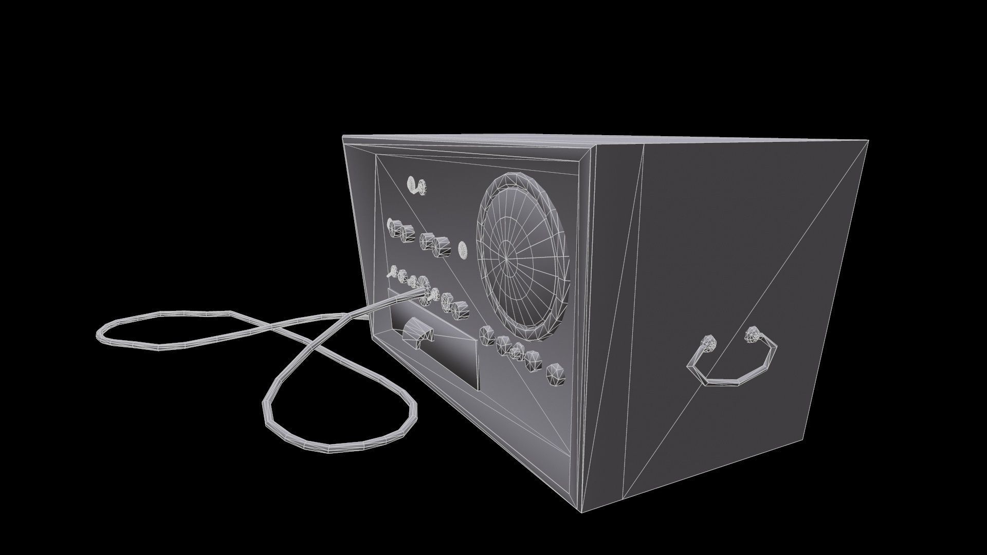 Cardiac monitor 1960 model Low-poly 3D model_6