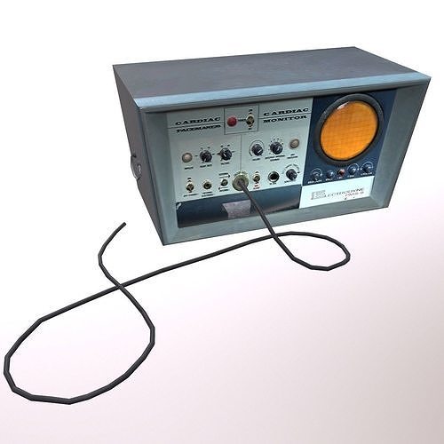 Cardiac monitor 1960 model Low-poly 3D model
