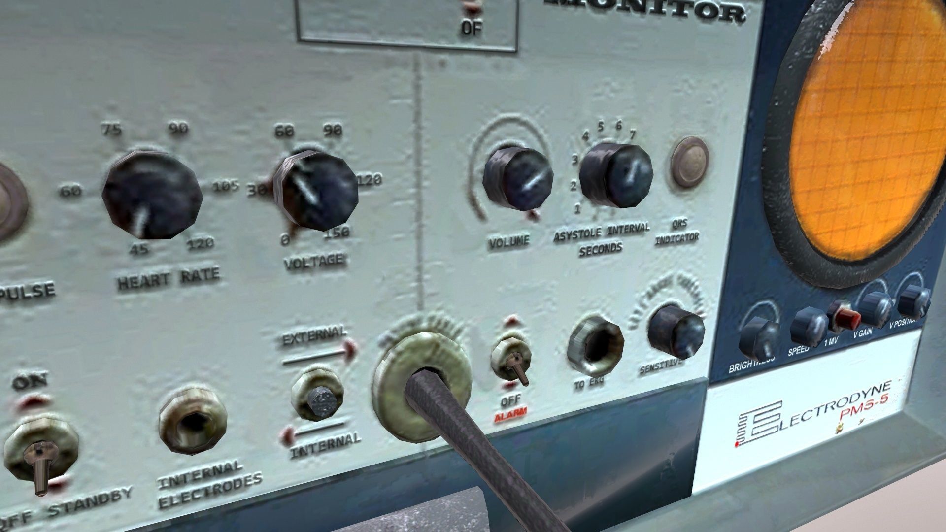 Cardiac monitor 1960 model Low-poly 3D model_5