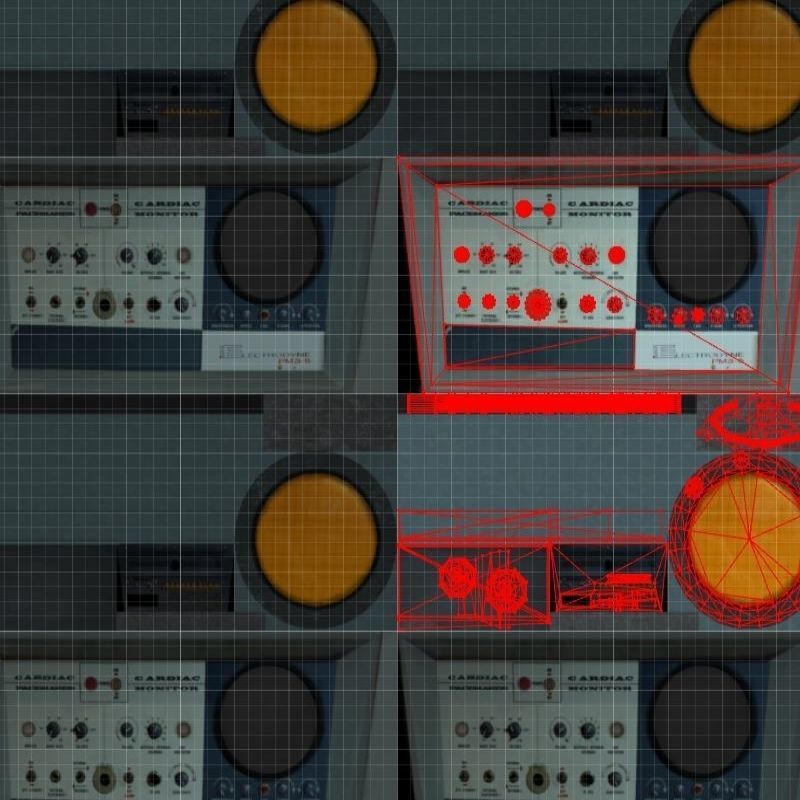 Cardiac monitor 1960 model Low-poly 3D model_7