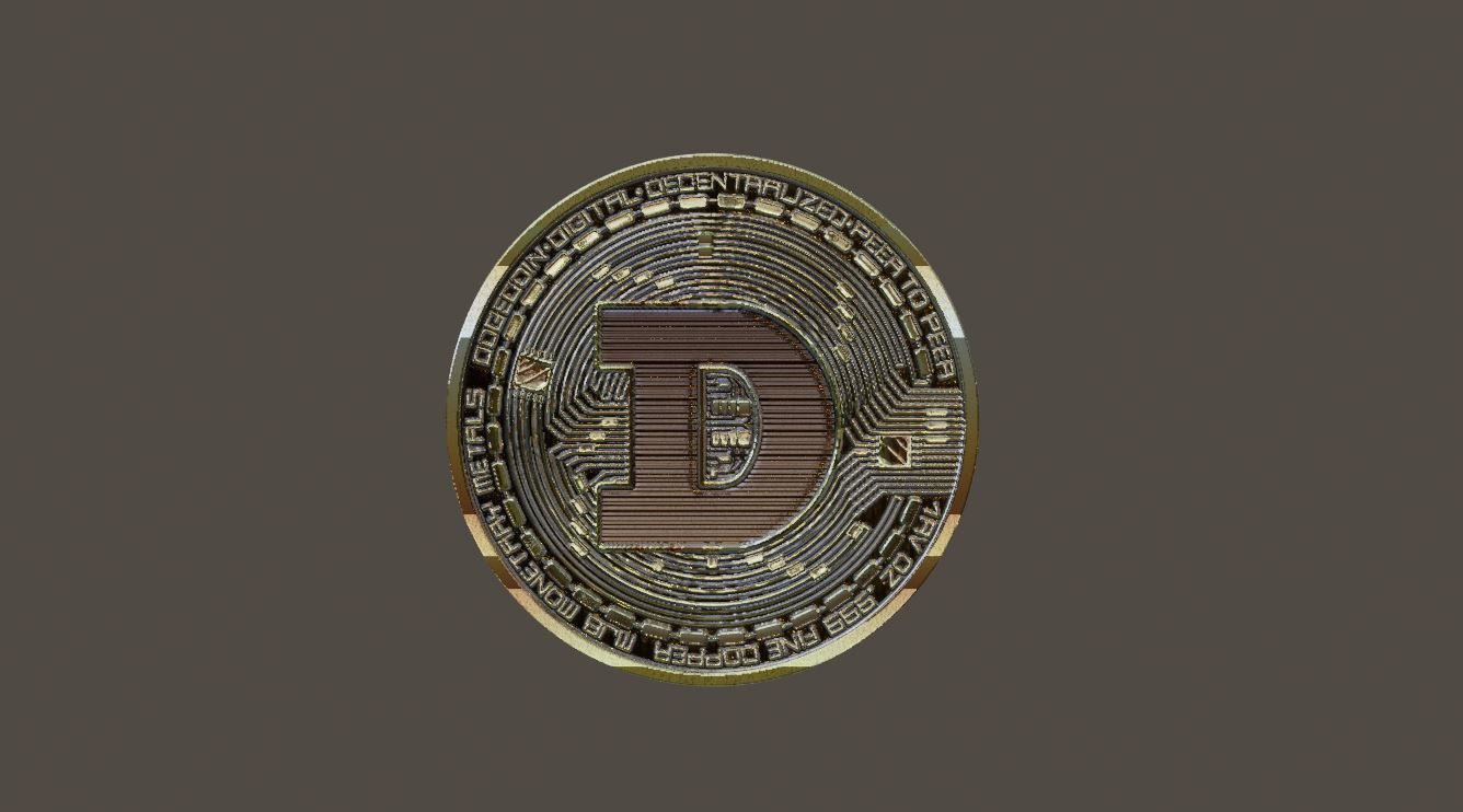 High Low Detail Dogecoin - Cryptocurrency 3D model_4