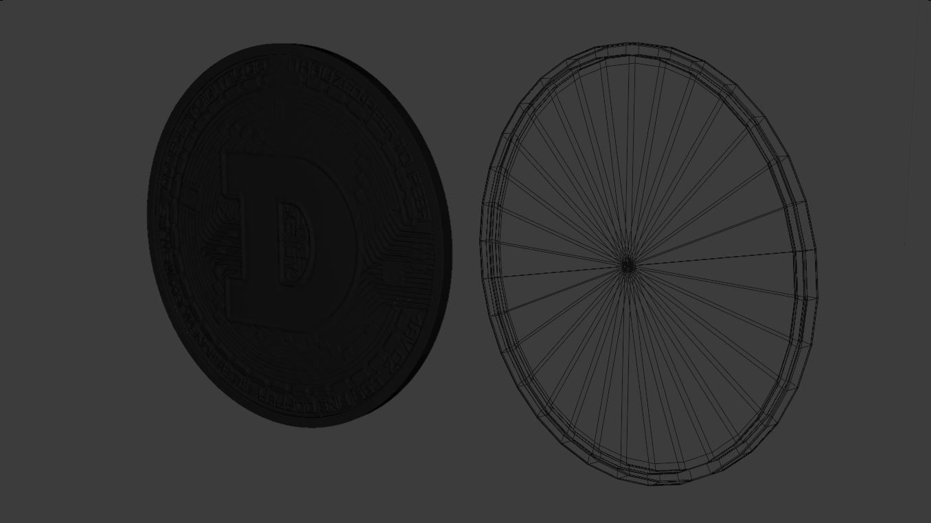 High Low Detail Dogecoin - Cryptocurrency 3D model_9