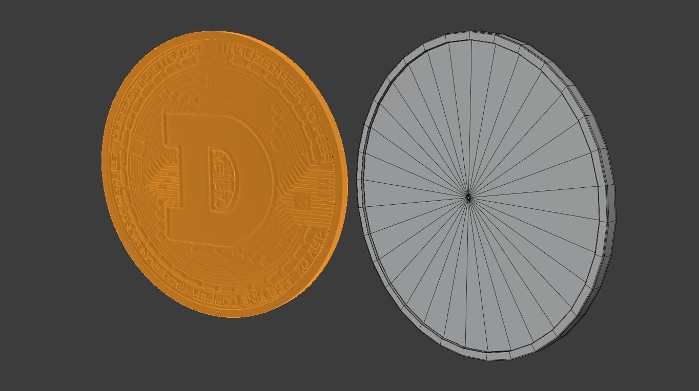 High Low Detail Dogecoin - Cryptocurrency 3D model_7