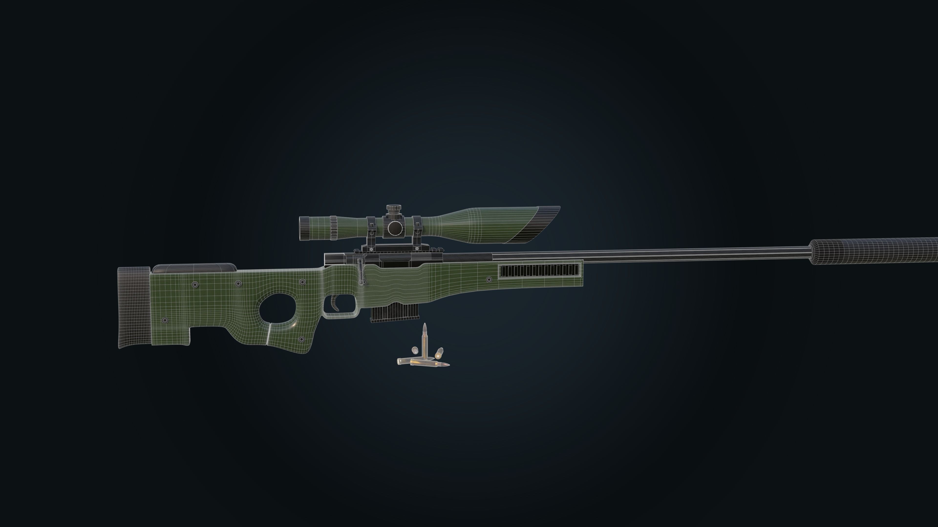 AWM Sniper Rifle 3D model_6