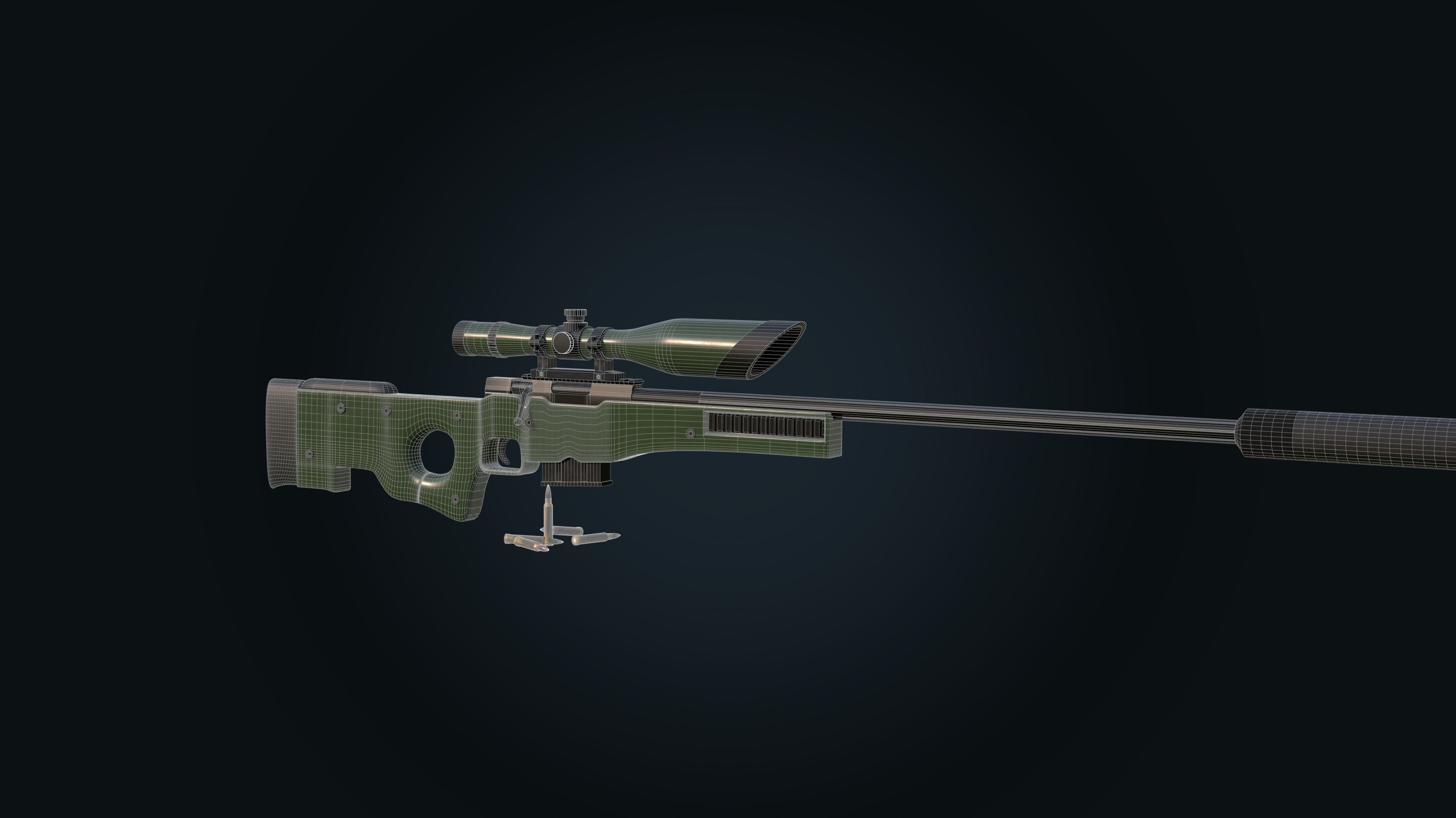 AWM Sniper Rifle 3D model_8