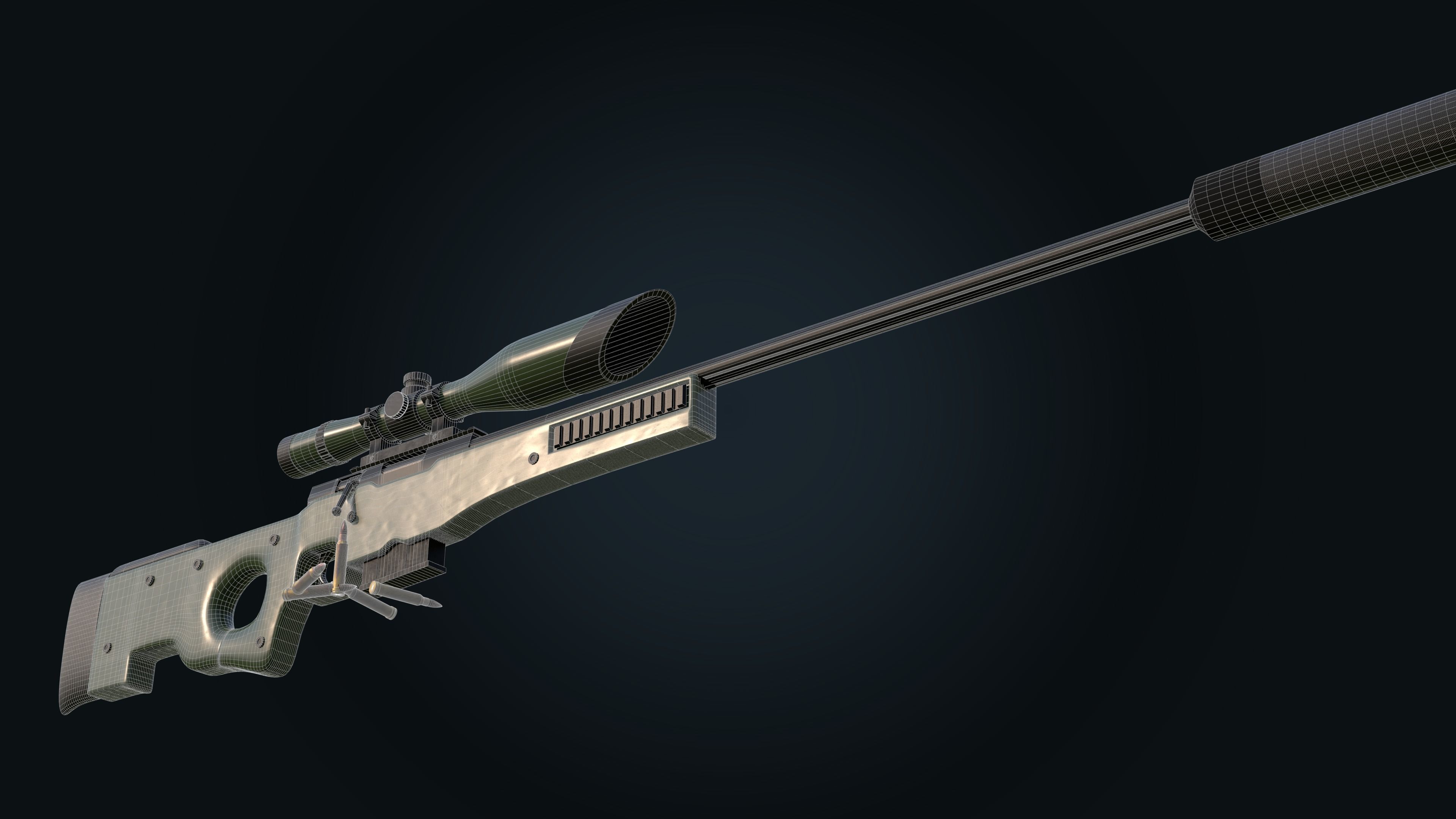 AWM Sniper Rifle 3D model_19