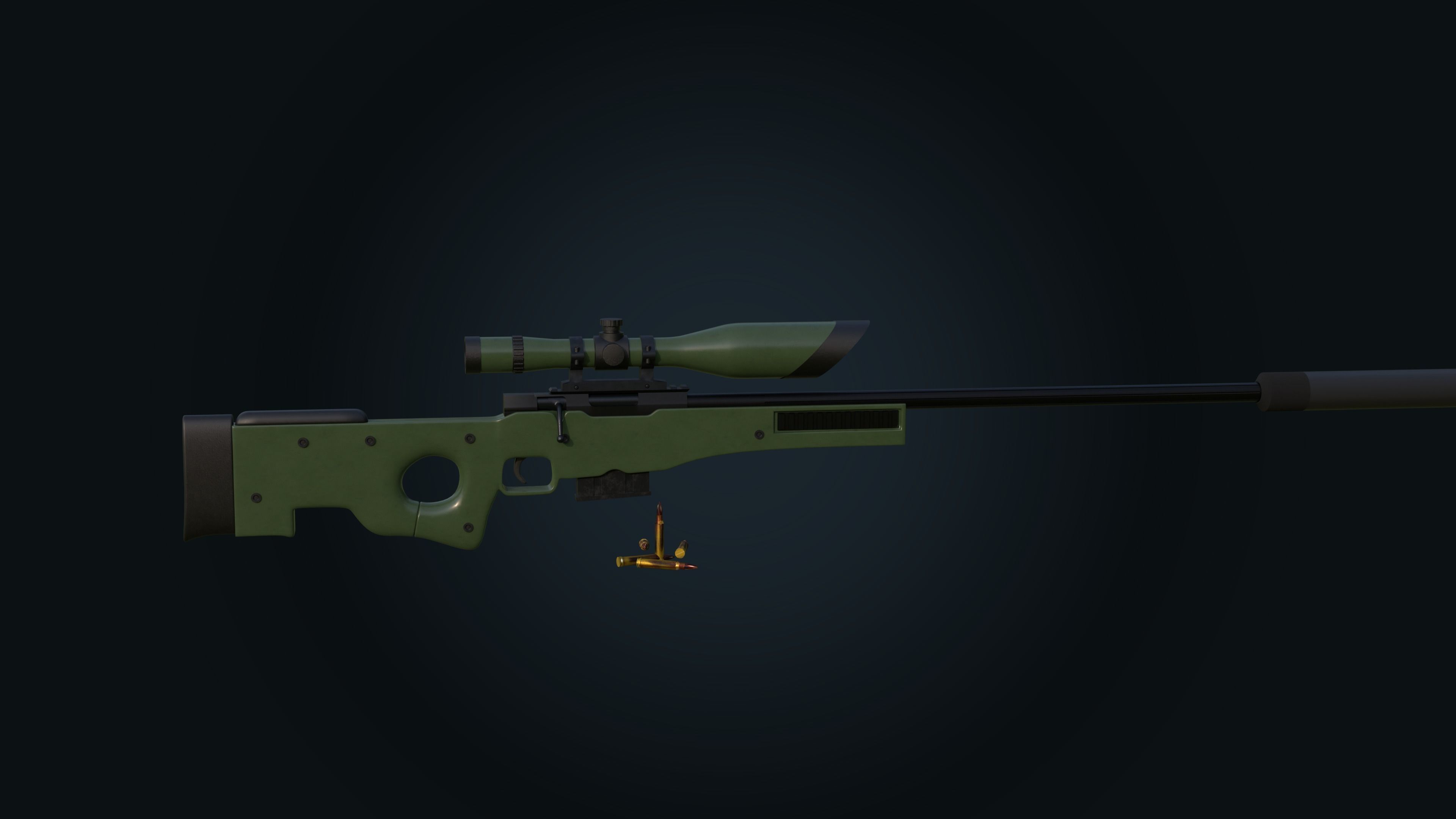 AWM Sniper Rifle 3D model_5