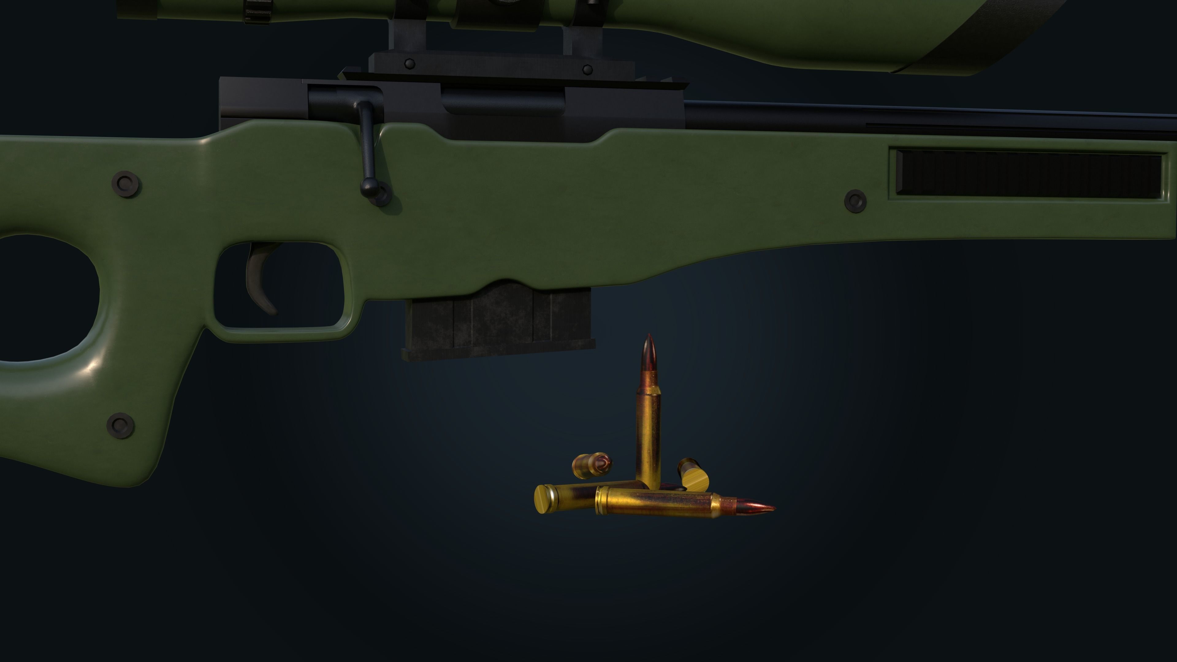 AWM Sniper Rifle 3D model_9