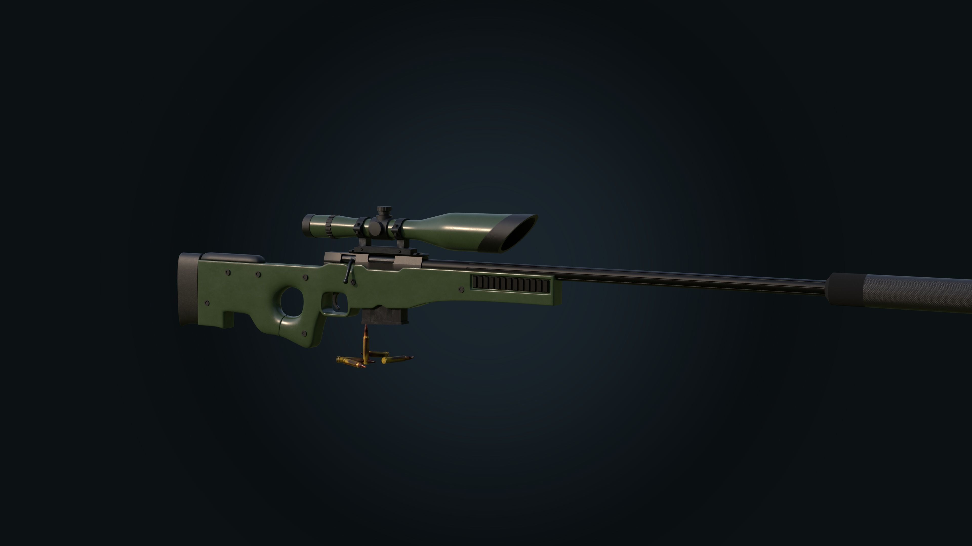 AWM Sniper Rifle 3D model_7