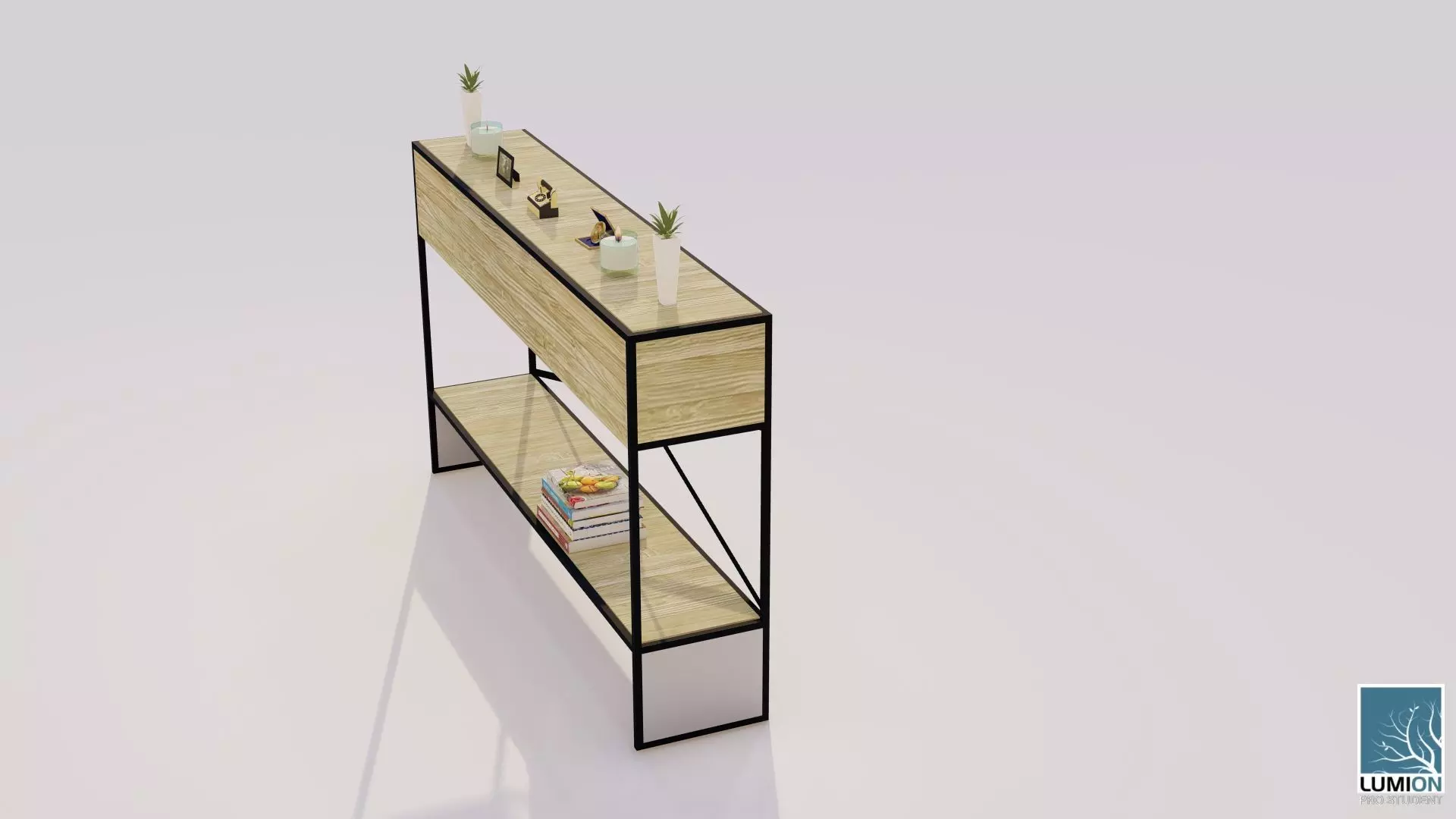 AYNALIK shelf made of wood and metal 3D print model
