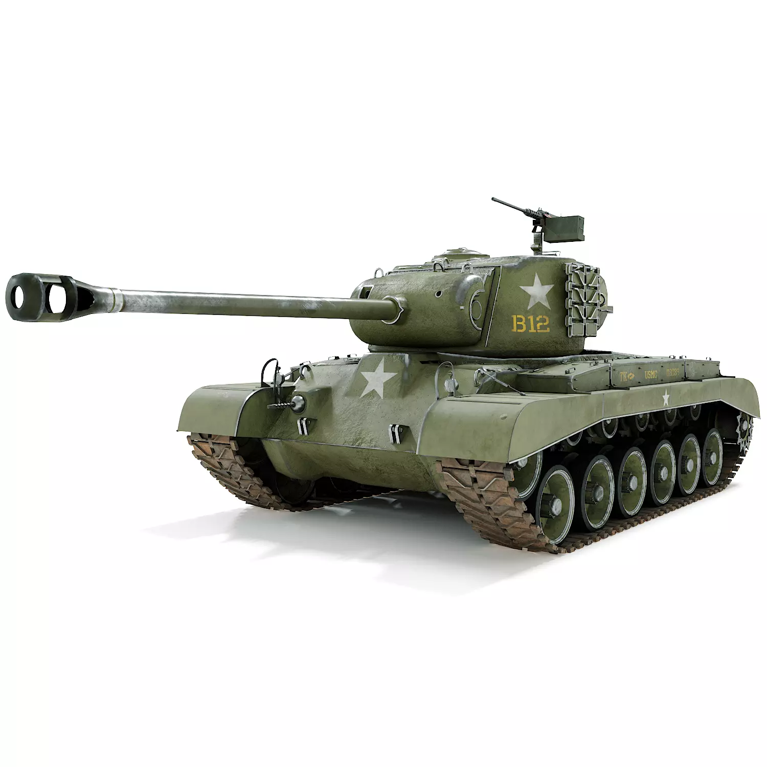 M26 Pershing  Low-poly 3D model_0