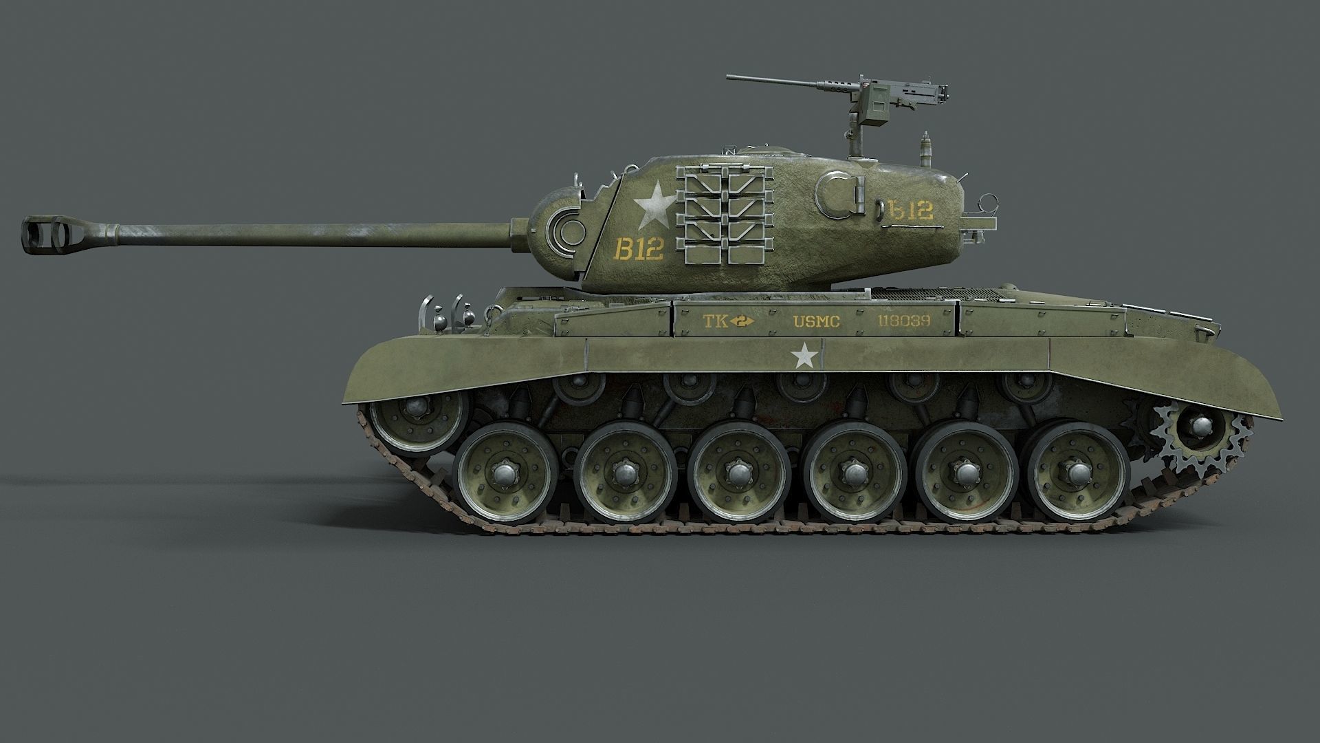M26 Pershing  Low-poly 3D model_2