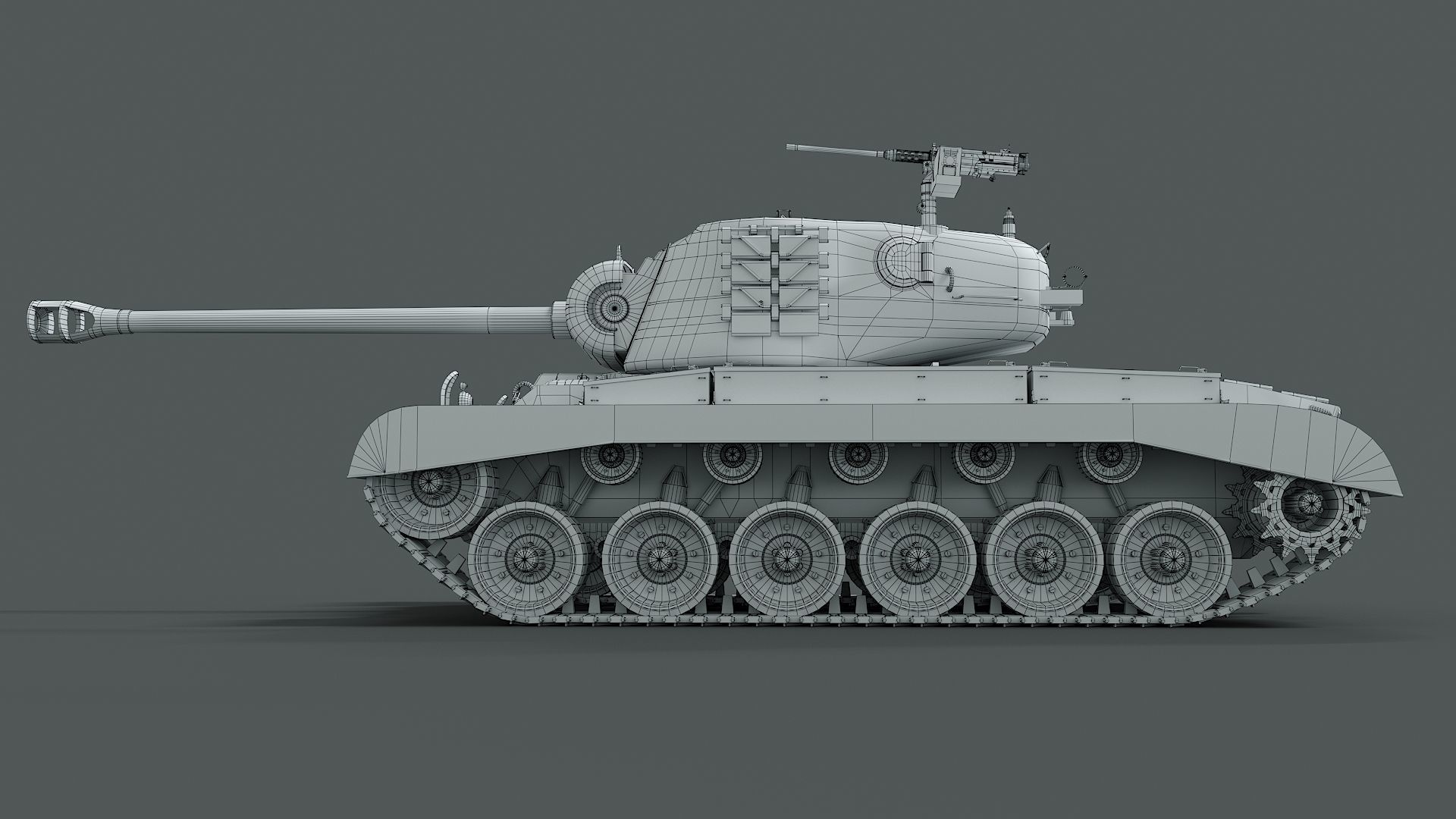 M26 Pershing  Low-poly 3D model_11