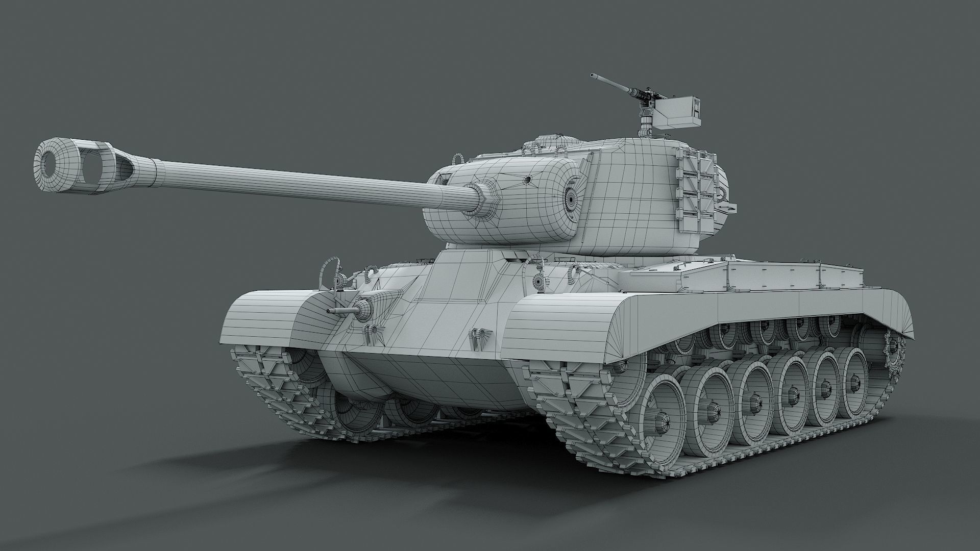 M26 Pershing  Low-poly 3D model_10
