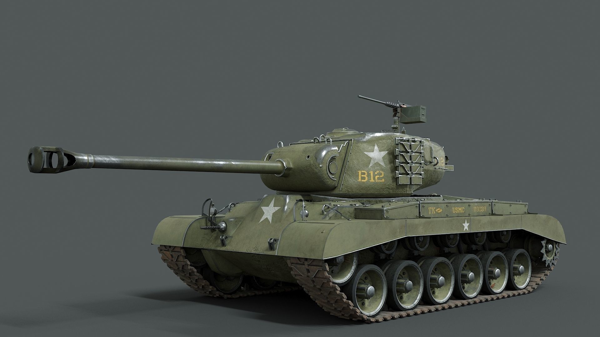 M26 Pershing  Low-poly 3D model_1