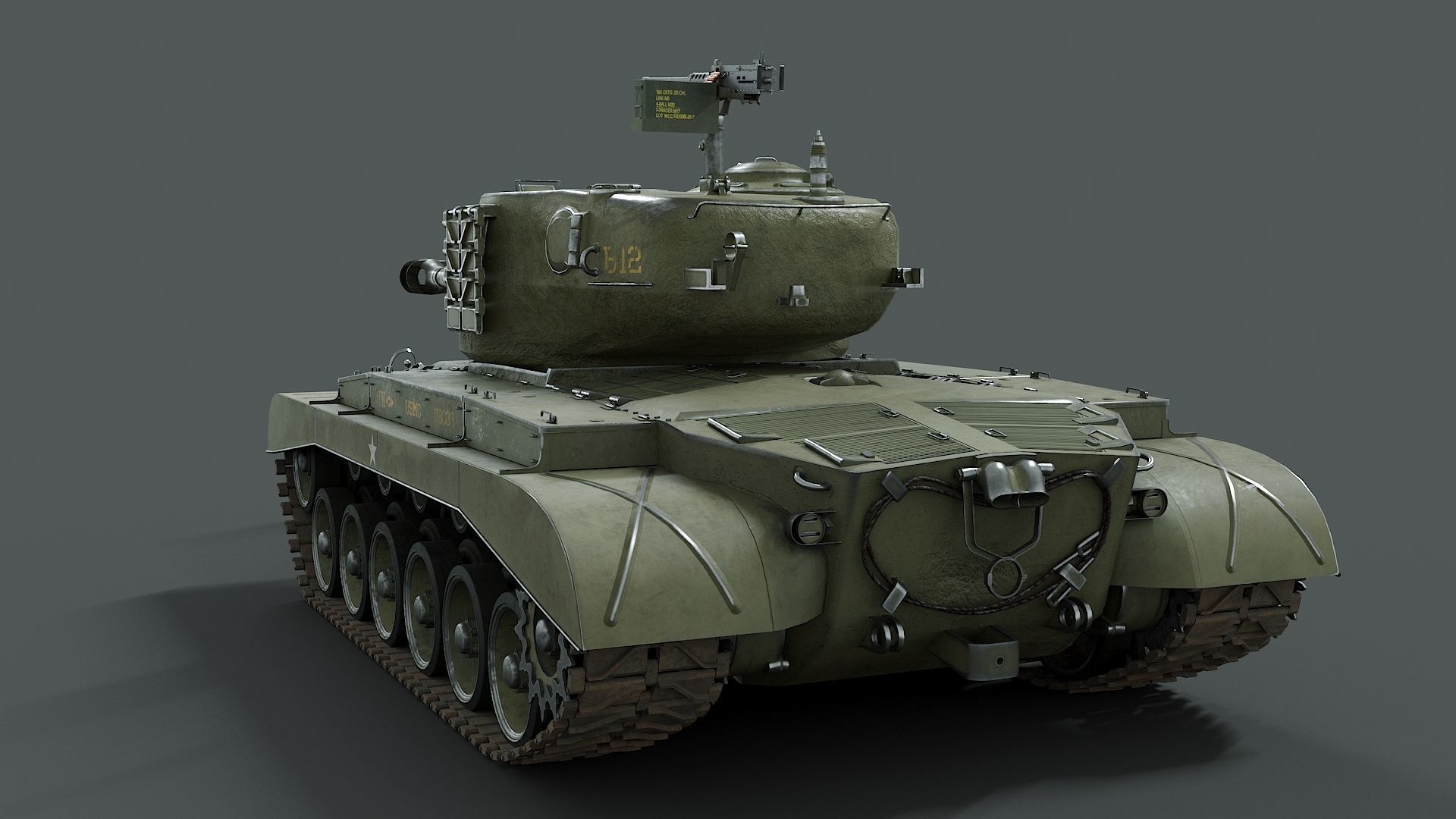M26 Pershing  Low-poly 3D model_3