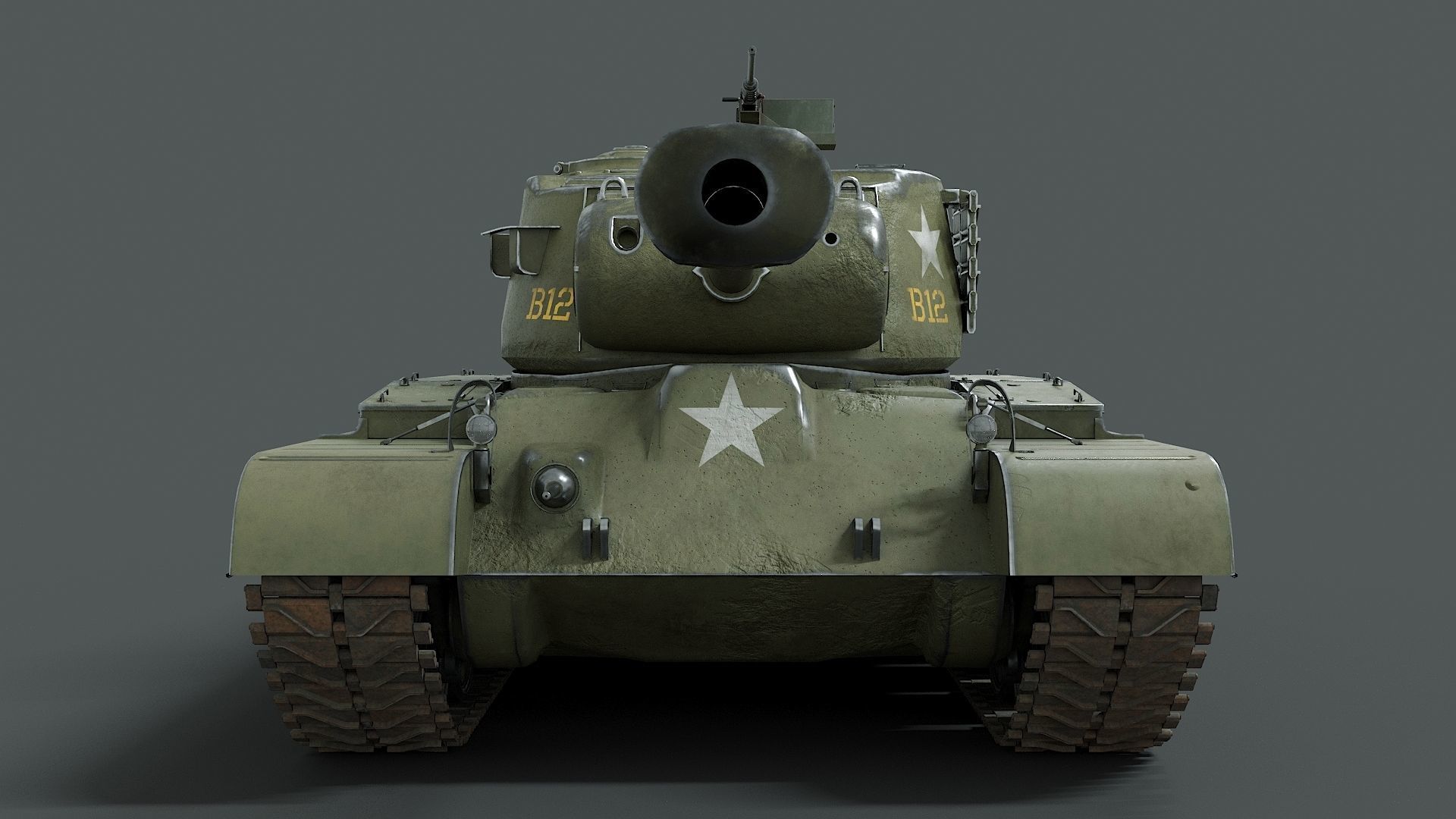 M26 Pershing  Low-poly 3D model_5