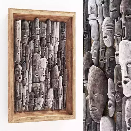Wood faces panel decor n1