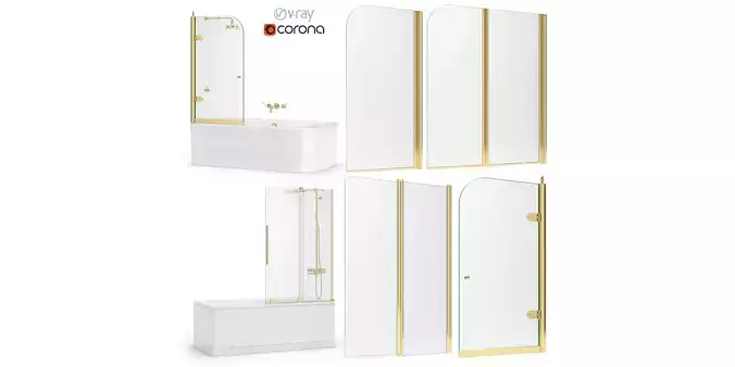 Shutters for baths and baths Radaway gold set 121 3D model
