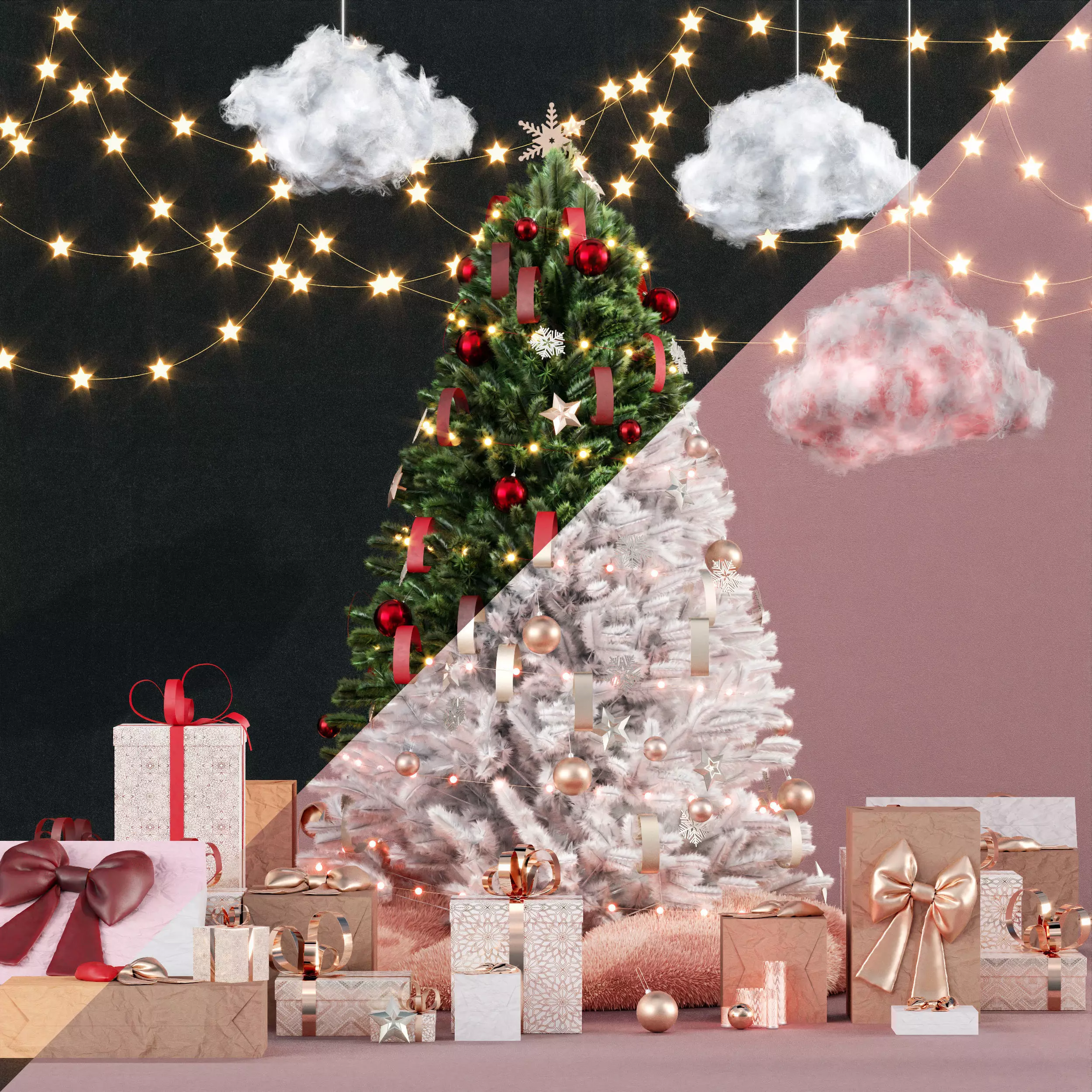 Christmas Decoration - Christmas green Tree with Gift  AVATAR 3D model_0