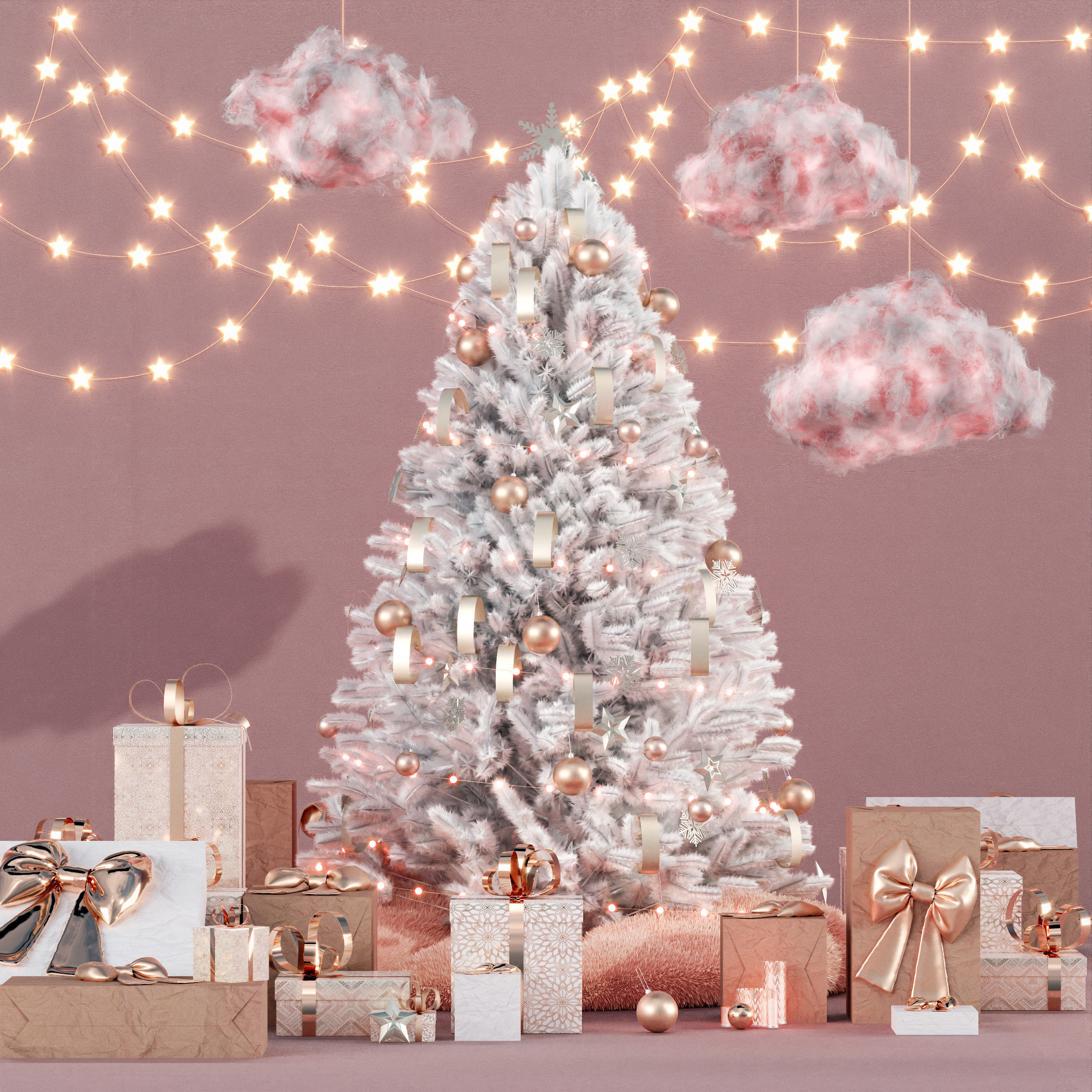 Christmas Decoration - Christmas green Tree with Gift  AVATAR 3D model_1