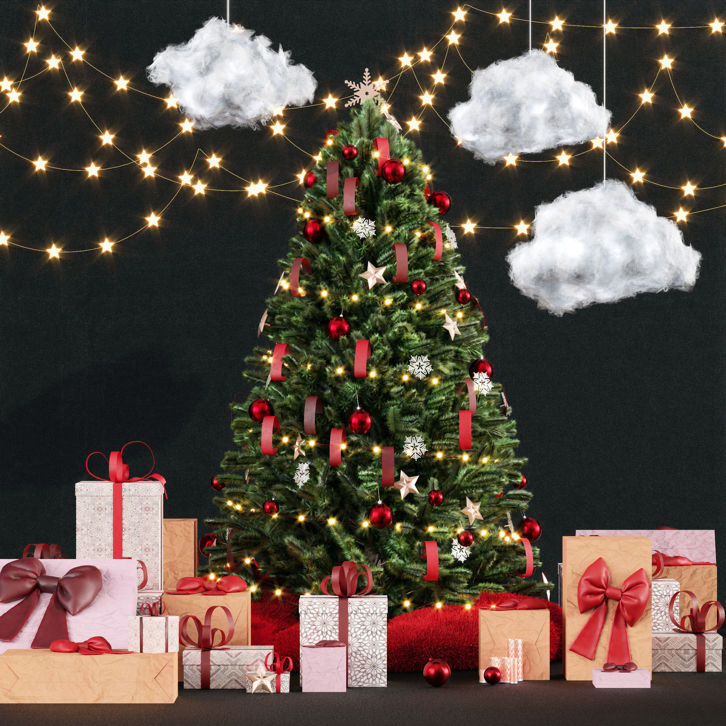 Christmas Decoration - Christmas green Tree with Gift  AVATAR 3D model_2