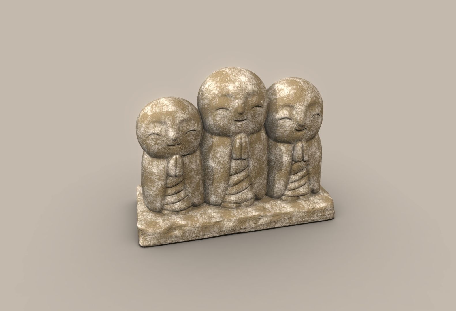 Ksitigarbha three stone statues 3D print model_16