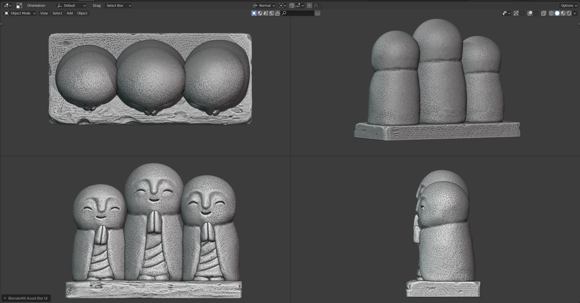 Ksitigarbha three stone statues 3D print model_2