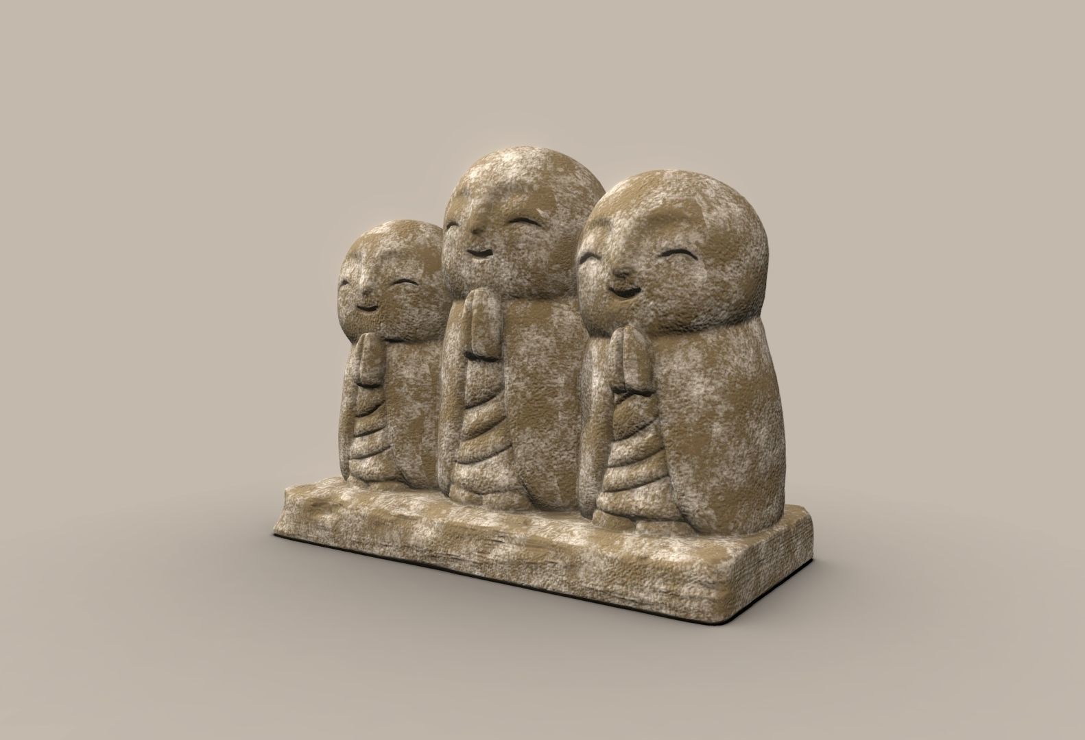 Ksitigarbha three stone statues 3D print model_17