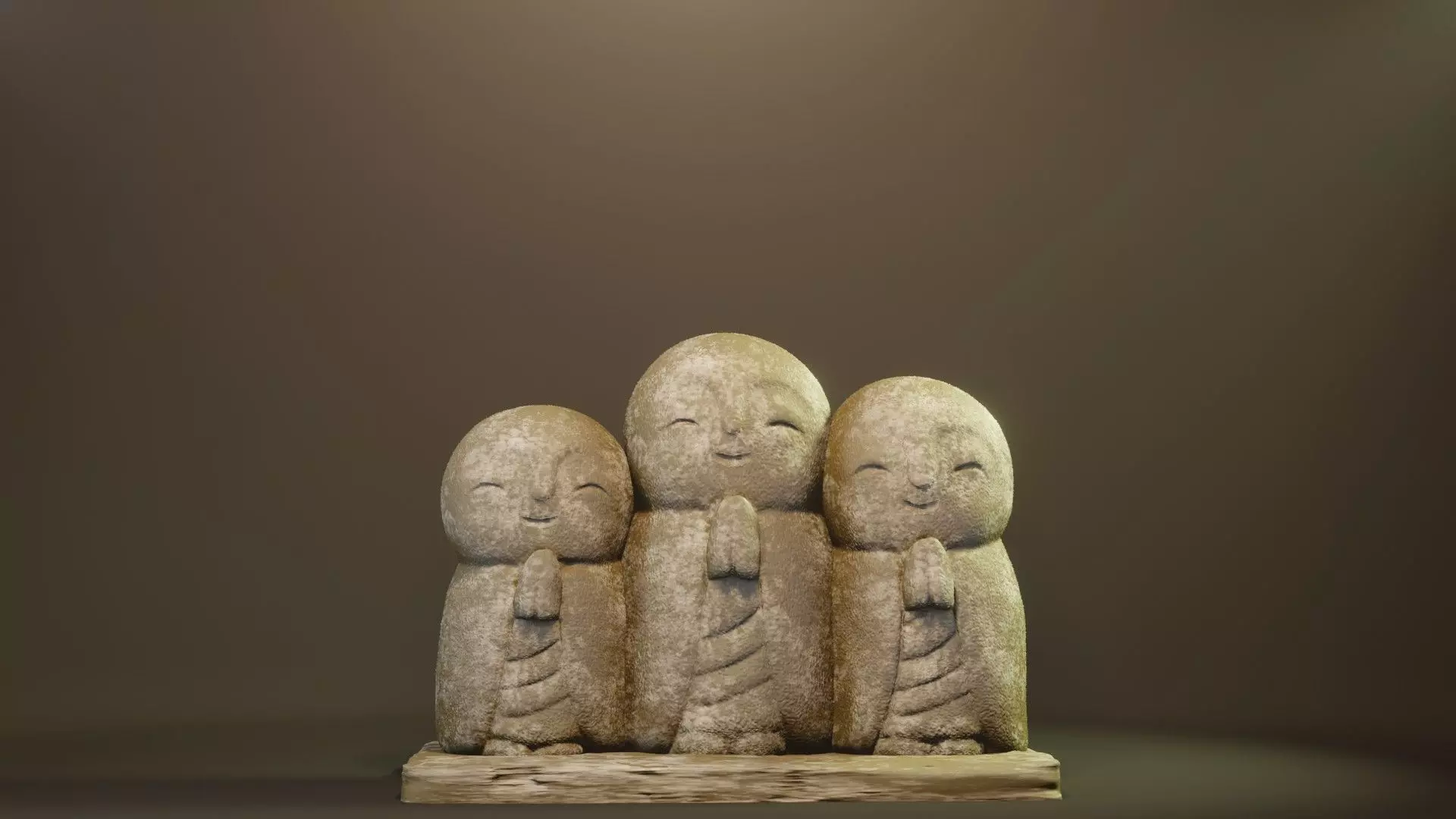 Ksitigarbha three stone statues 3D print model_0