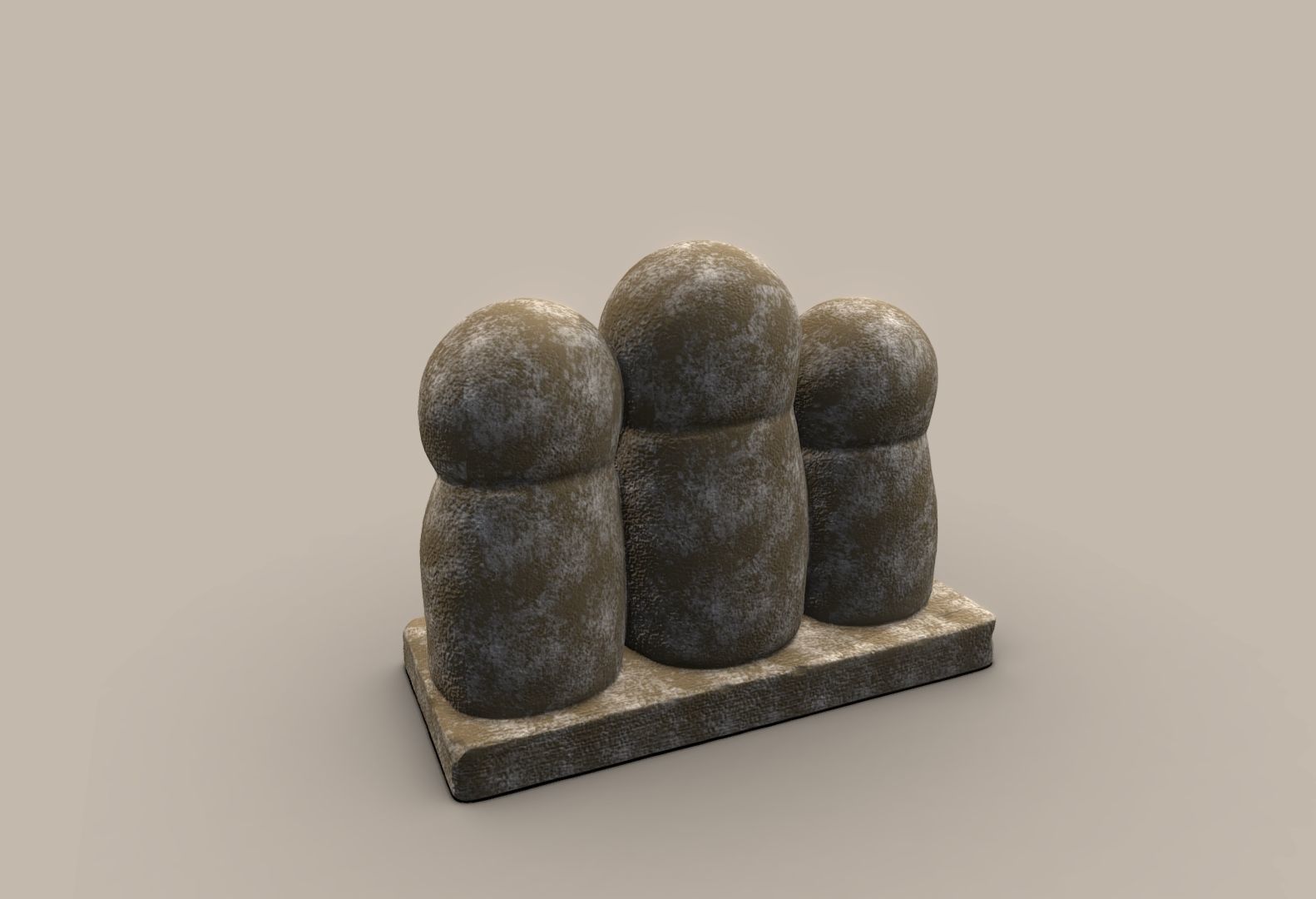 Ksitigarbha three stone statues 3D print model_13