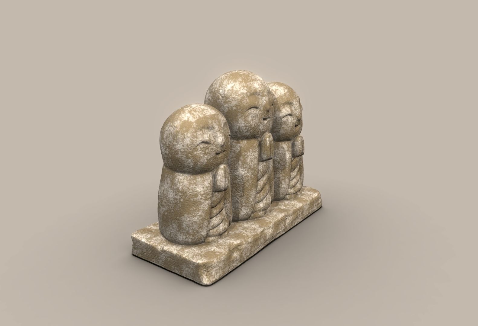 Ksitigarbha three stone statues 3D print model_15