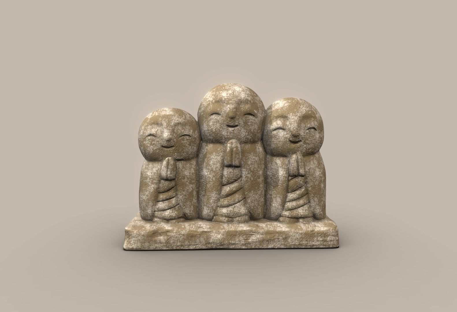 Ksitigarbha three stone statues 3D print model_10