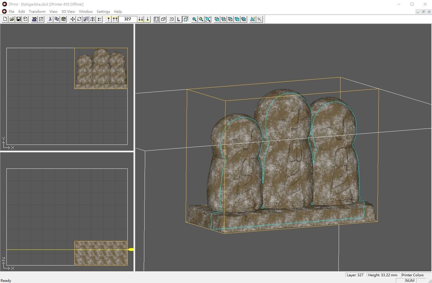 Ksitigarbha three stone statues 3D print model_18