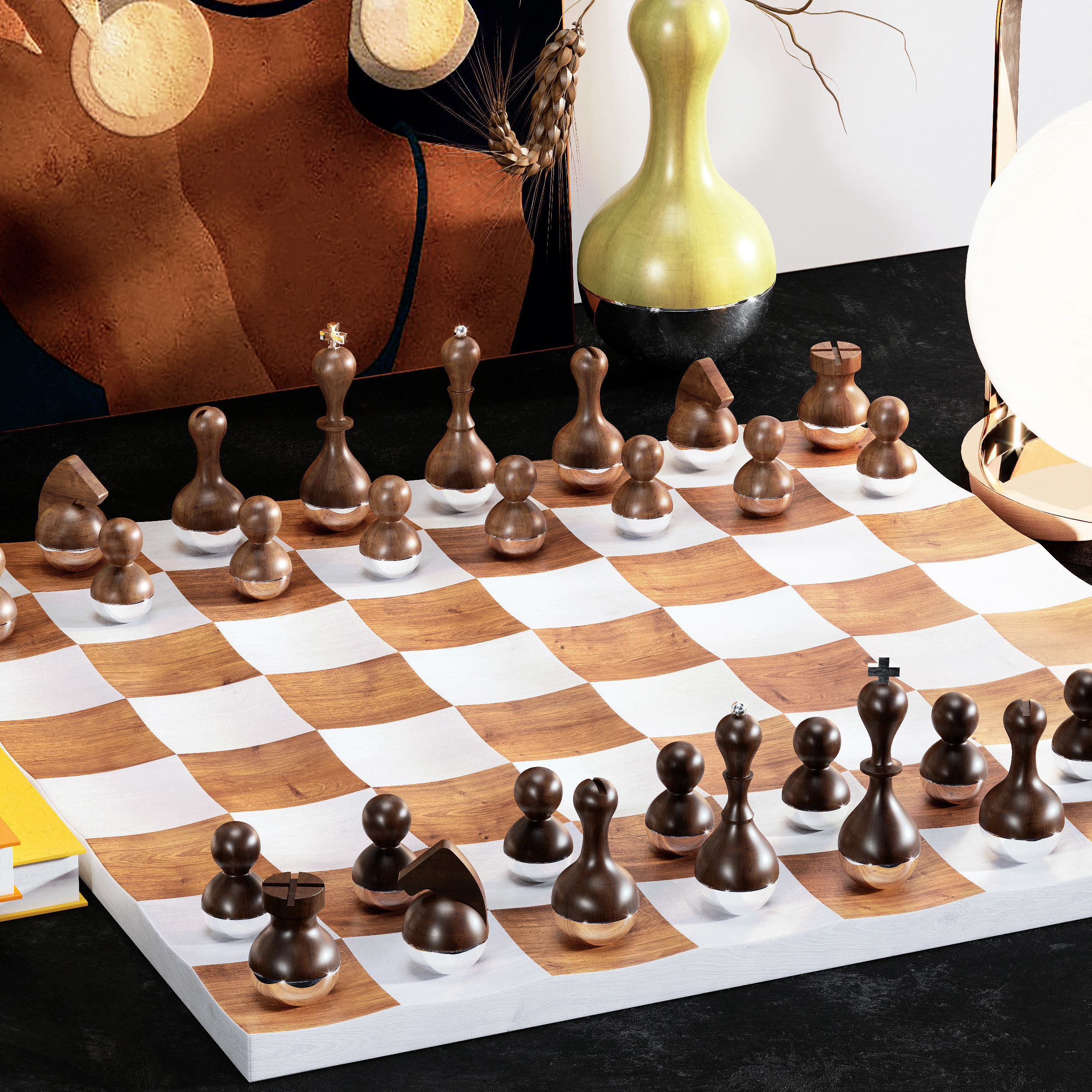 Decorative set with Umbra wobble chess set AVATAR  3D model_1