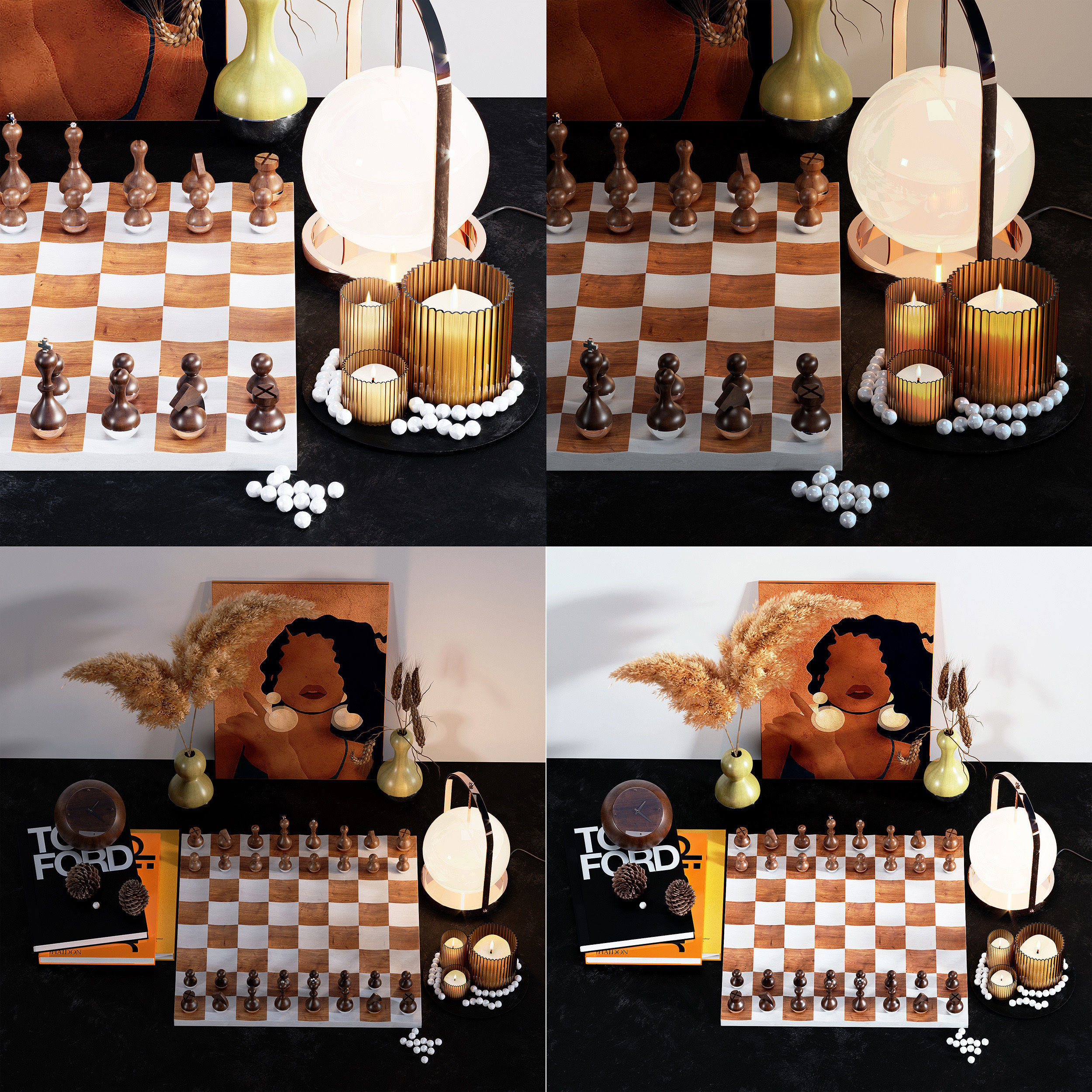 Decorative set with Umbra wobble chess set AVATAR  3D model_3