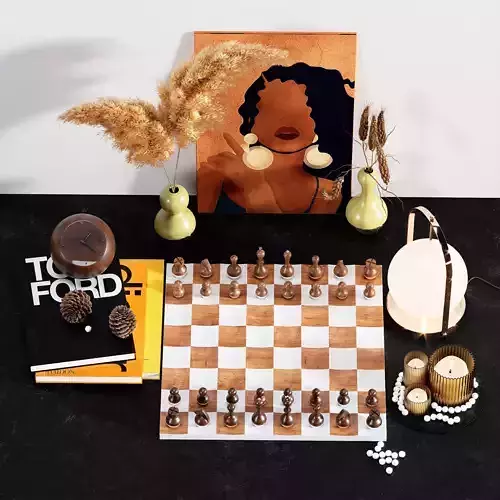 Decorative set with Umbra wobble chess set AVATAR  3D model