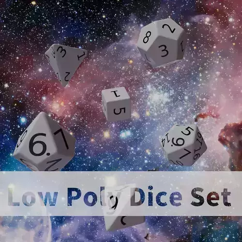 White Plastic Dice Set Low-poly 3D model