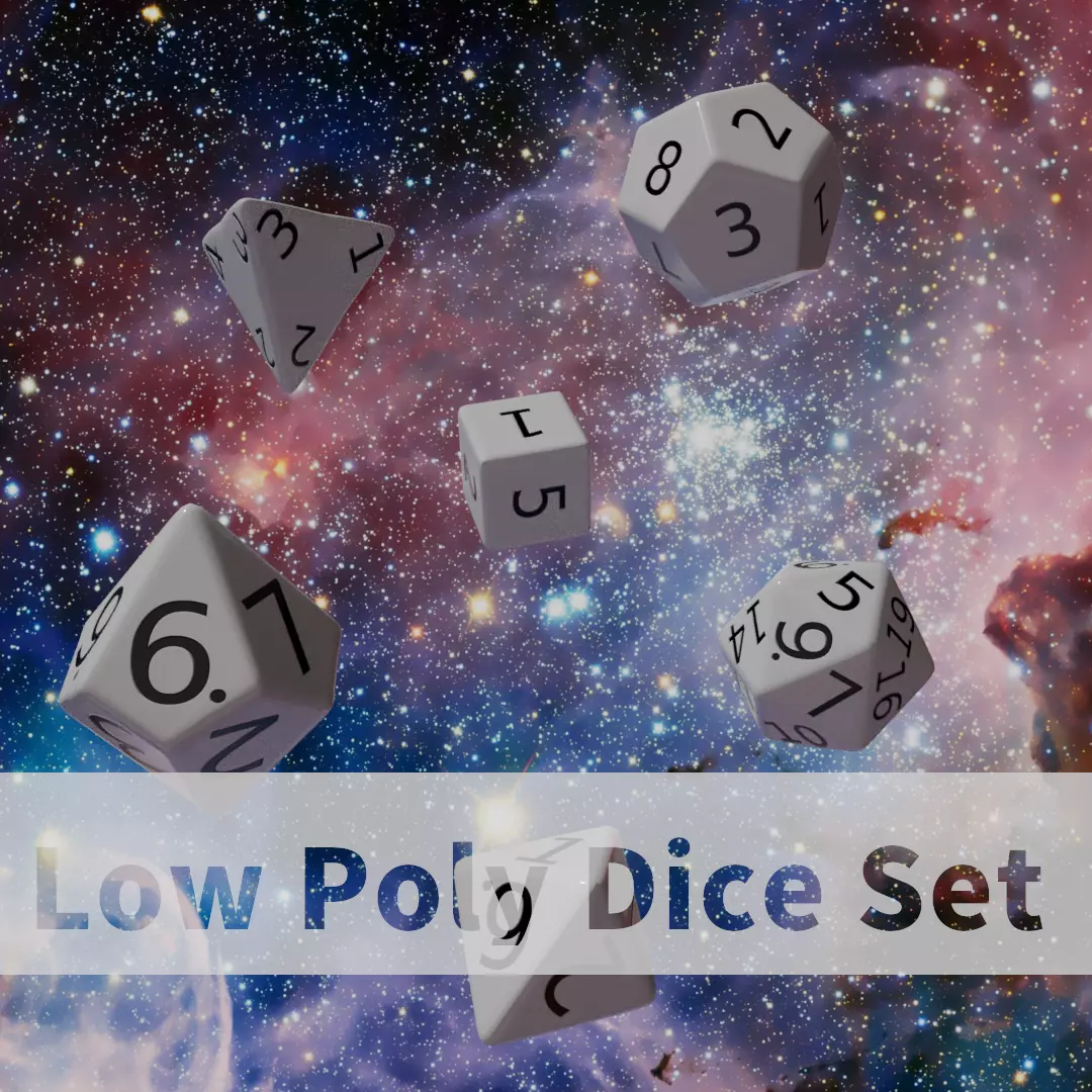 White Plastic Dice Set Low-poly 3D model_0