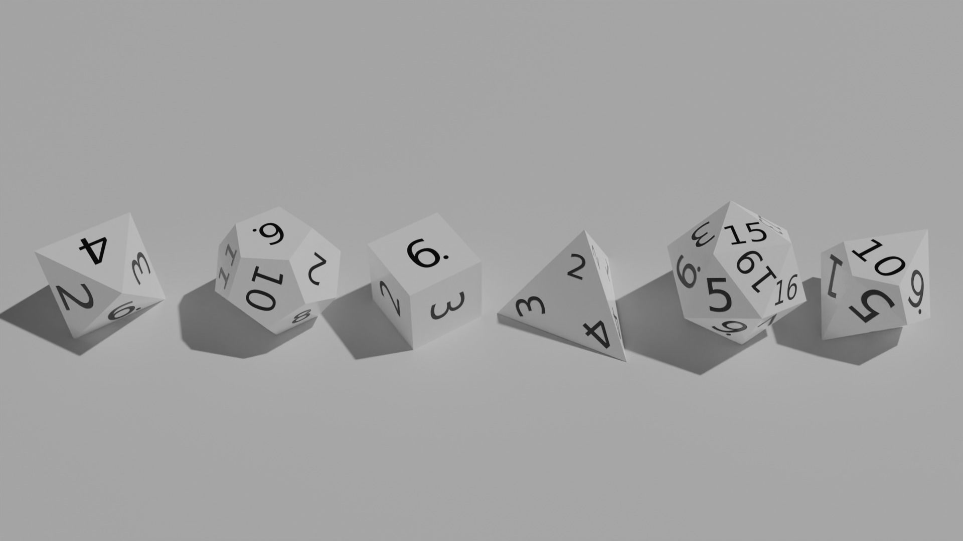 White Plastic Dice Set Low-poly 3D model_3