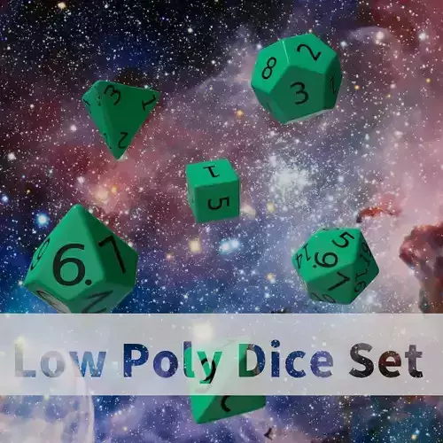 Teal Plastic Dice Set Low-poly 3D model