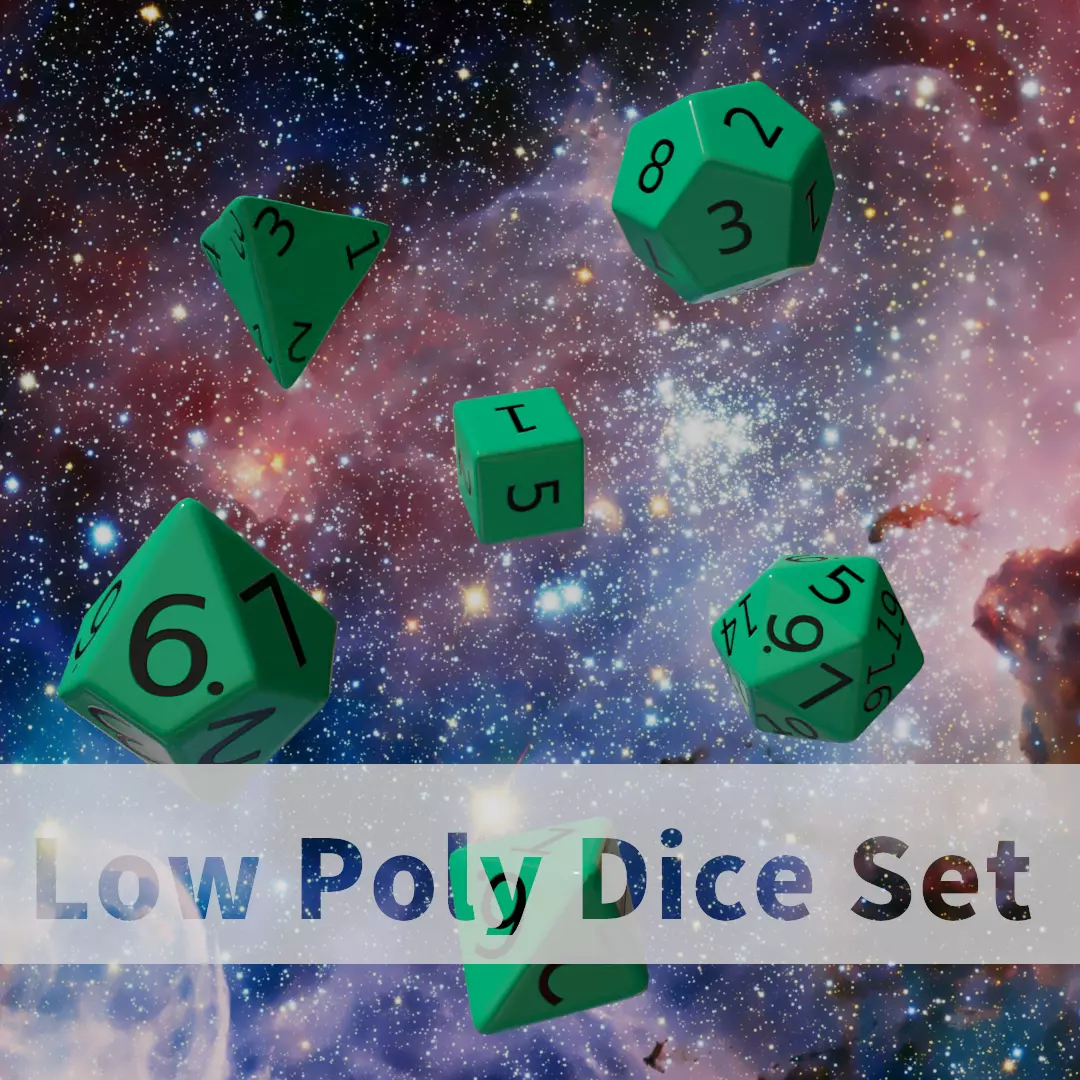 Teal Plastic Dice Set Low-poly 3D model_0
