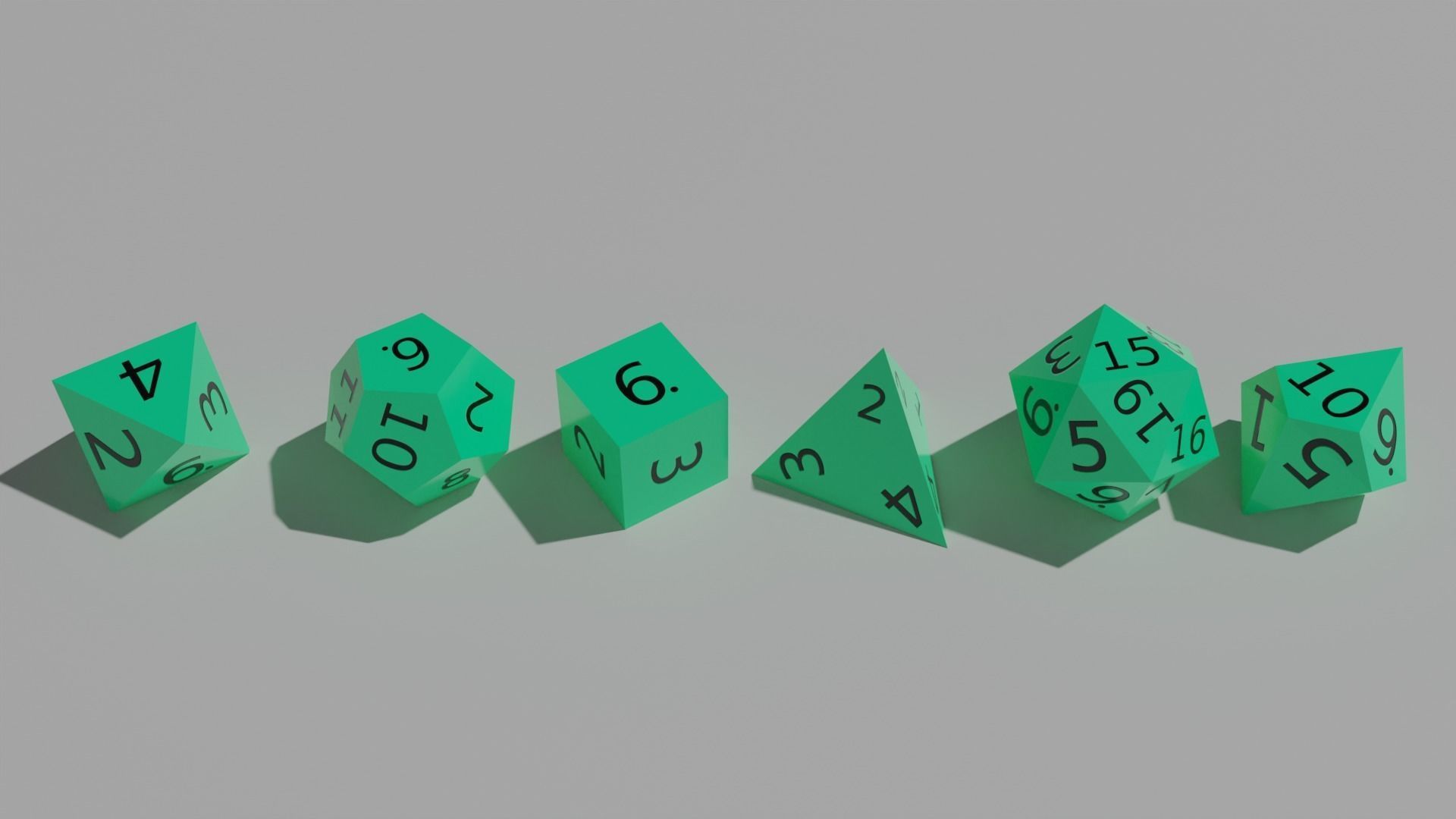Teal Plastic Dice Set Low-poly 3D model_3