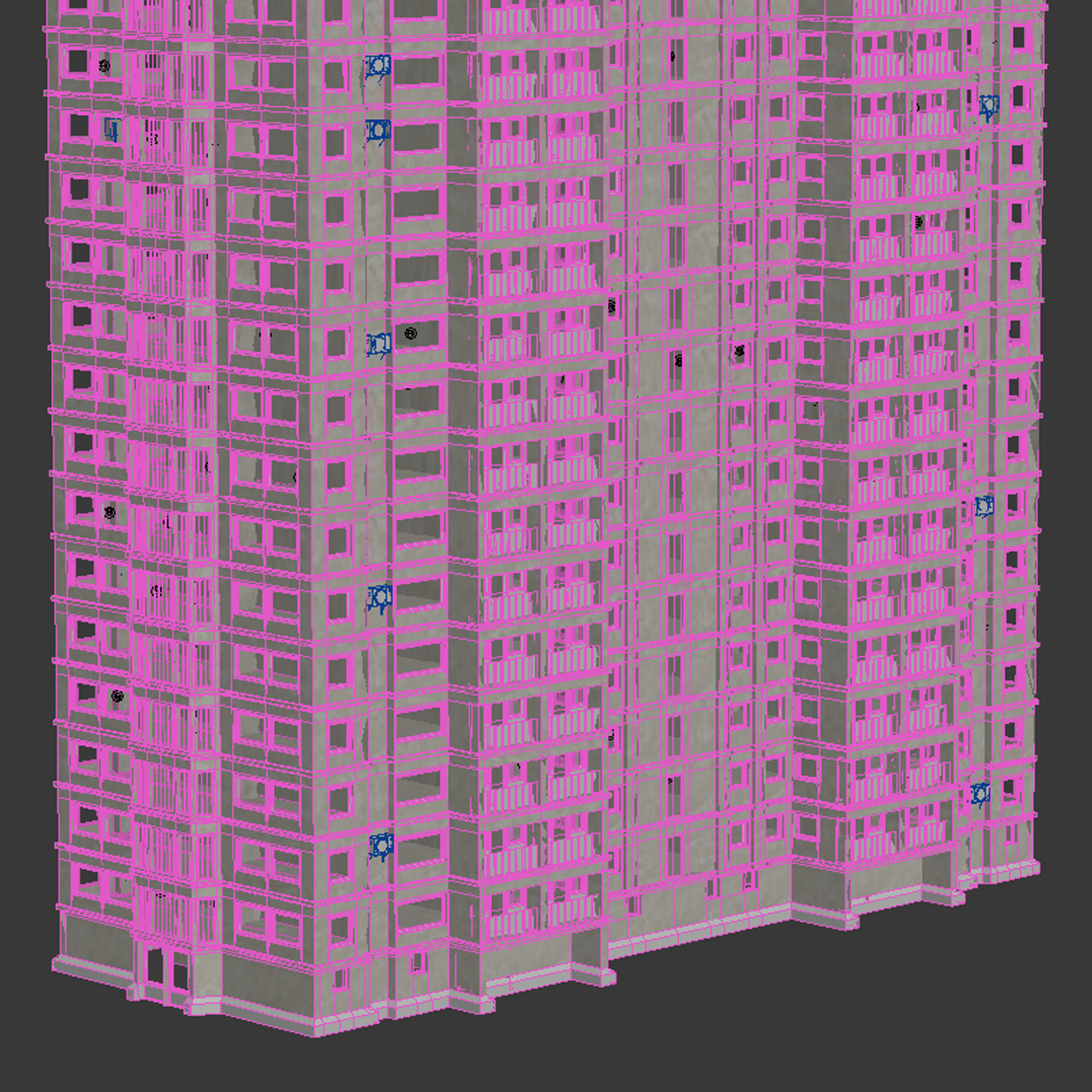 Building Skyscraper City Town Downtown Office Space Work Street Low-poly 3D model_8