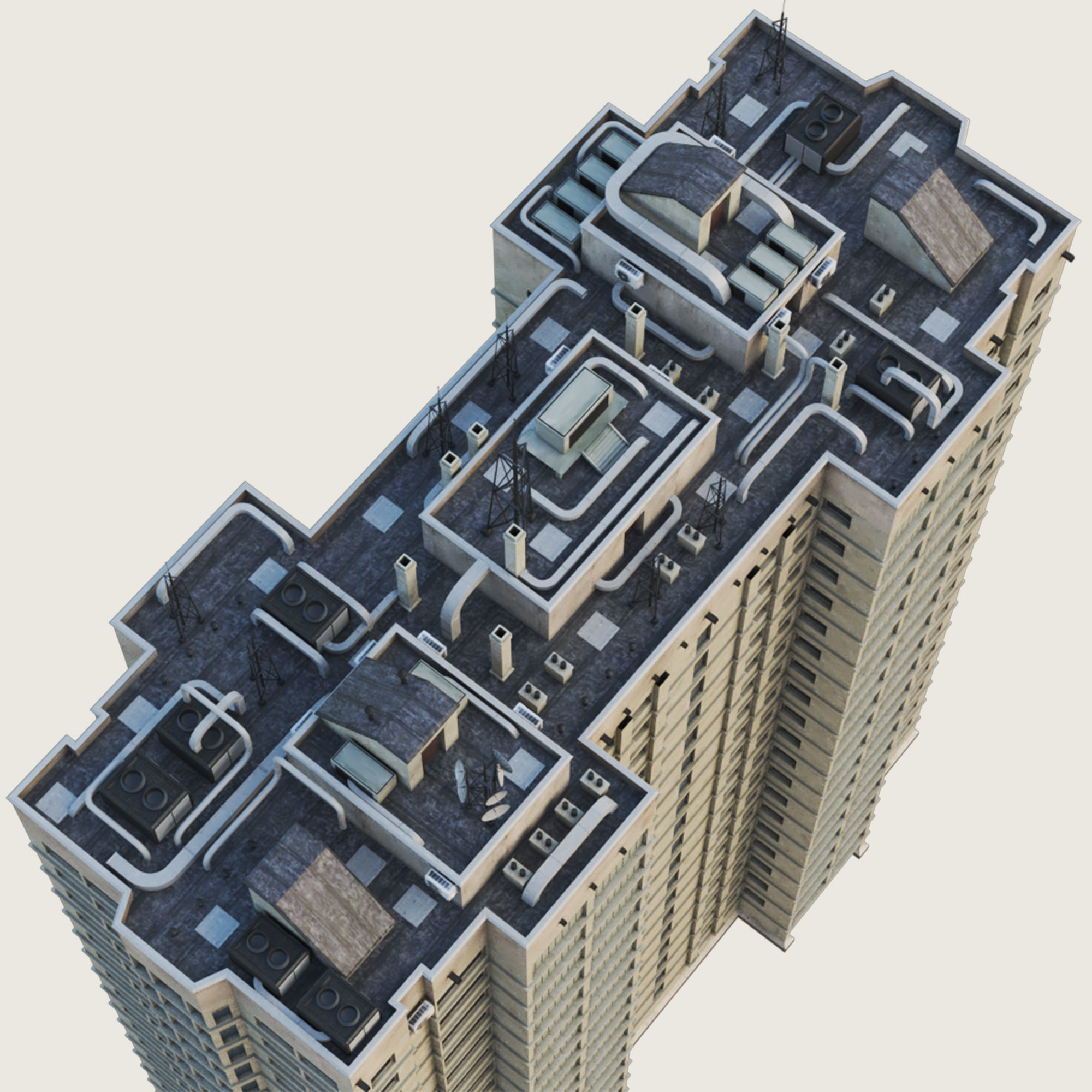 Building Skyscraper City Town Downtown Office Space Work Street Low-poly 3D model_3